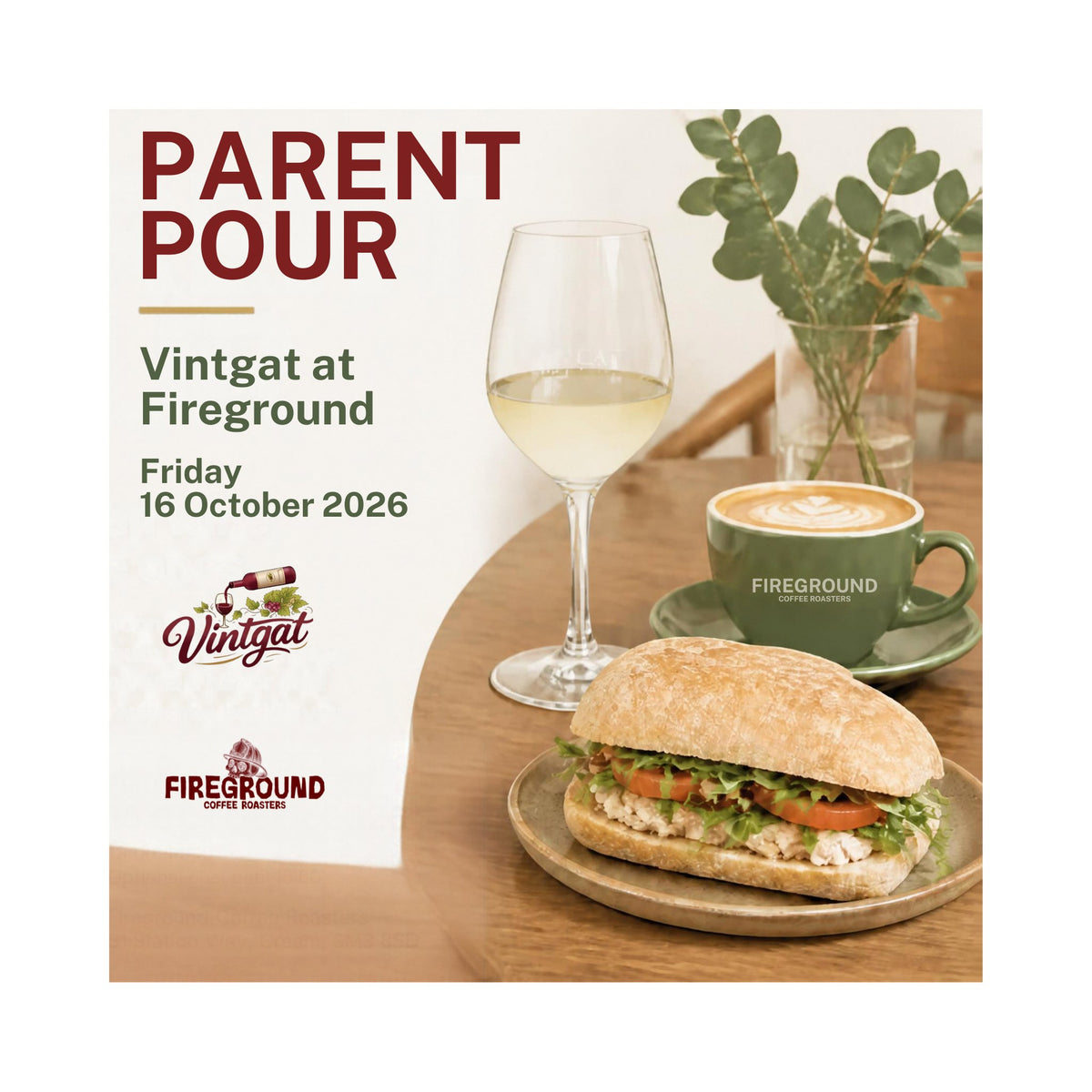 Bookings for this Parent Pour are now closed — 16 October 2026