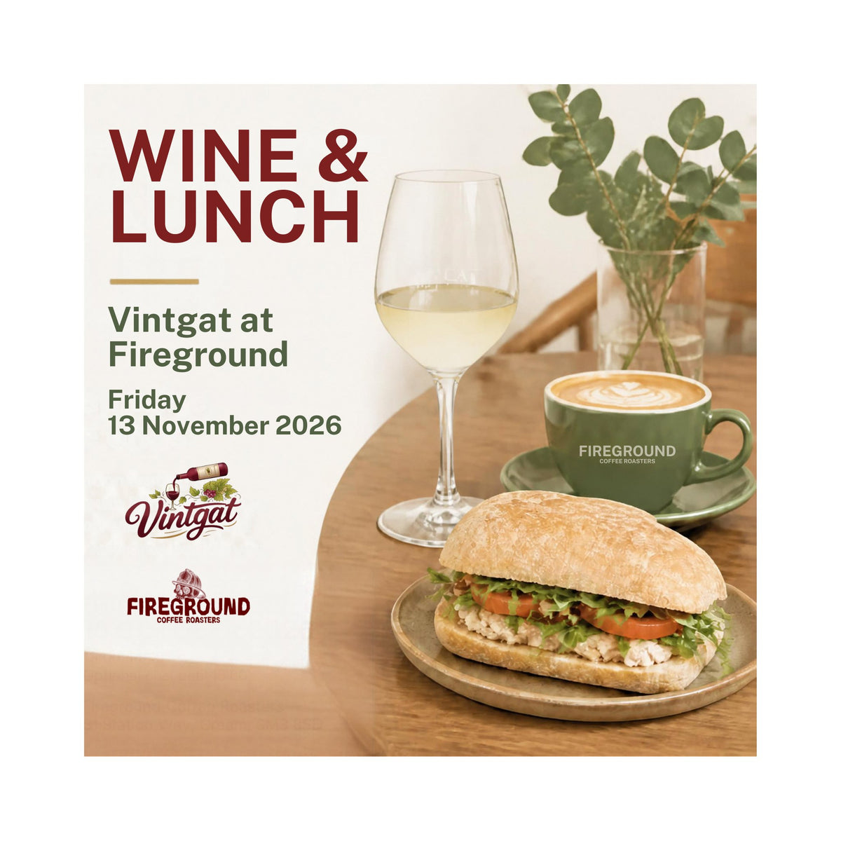 Daytime Wine & Lunch at Fireground — 13 November 2026